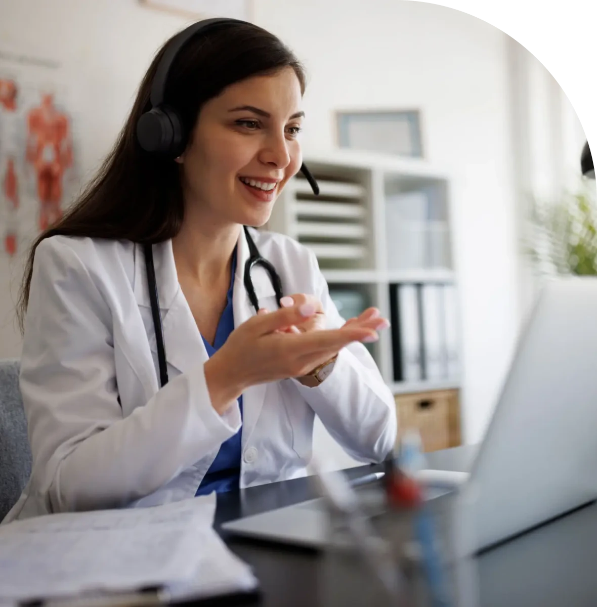 Healthcare provider on a virtual call