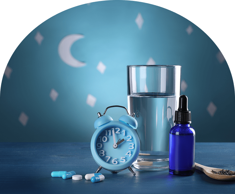 Sleep essentials: clock, water, and medication